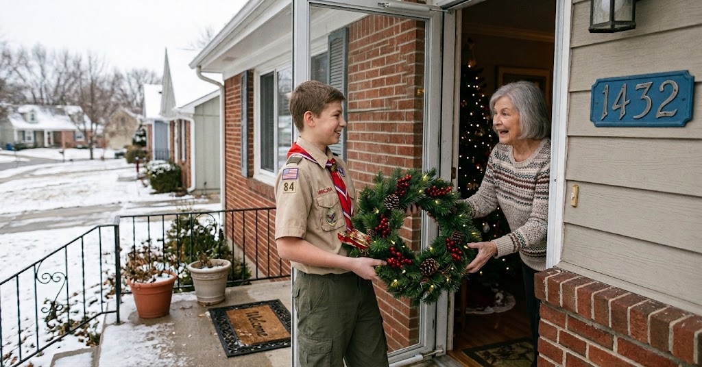 Personal Scout delivery of holiday wreaths